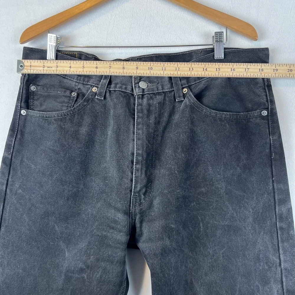 Levis 505 Jeans Mens 38x32 Regular Fit Black Denim Pants Classic‎ Casual